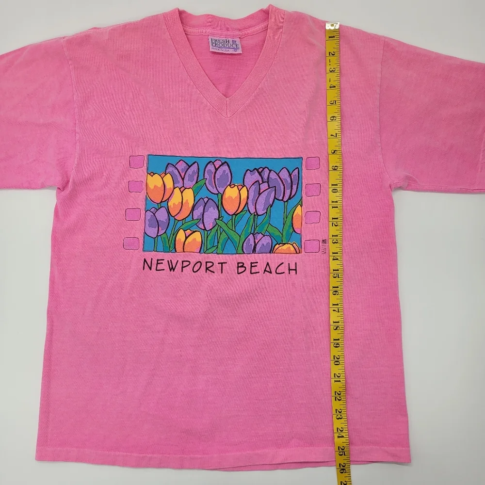 Fresh Produce Vintage Tee Pink Newport Beach Tulip Graphic 1995 V T-Shirt Medium - Picture 12 of 14
